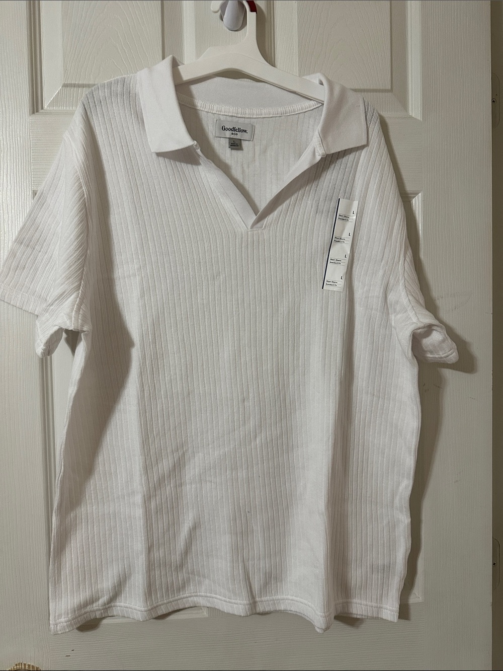 Goodfellow & Co White Ribbed Polo with Open V-Neck